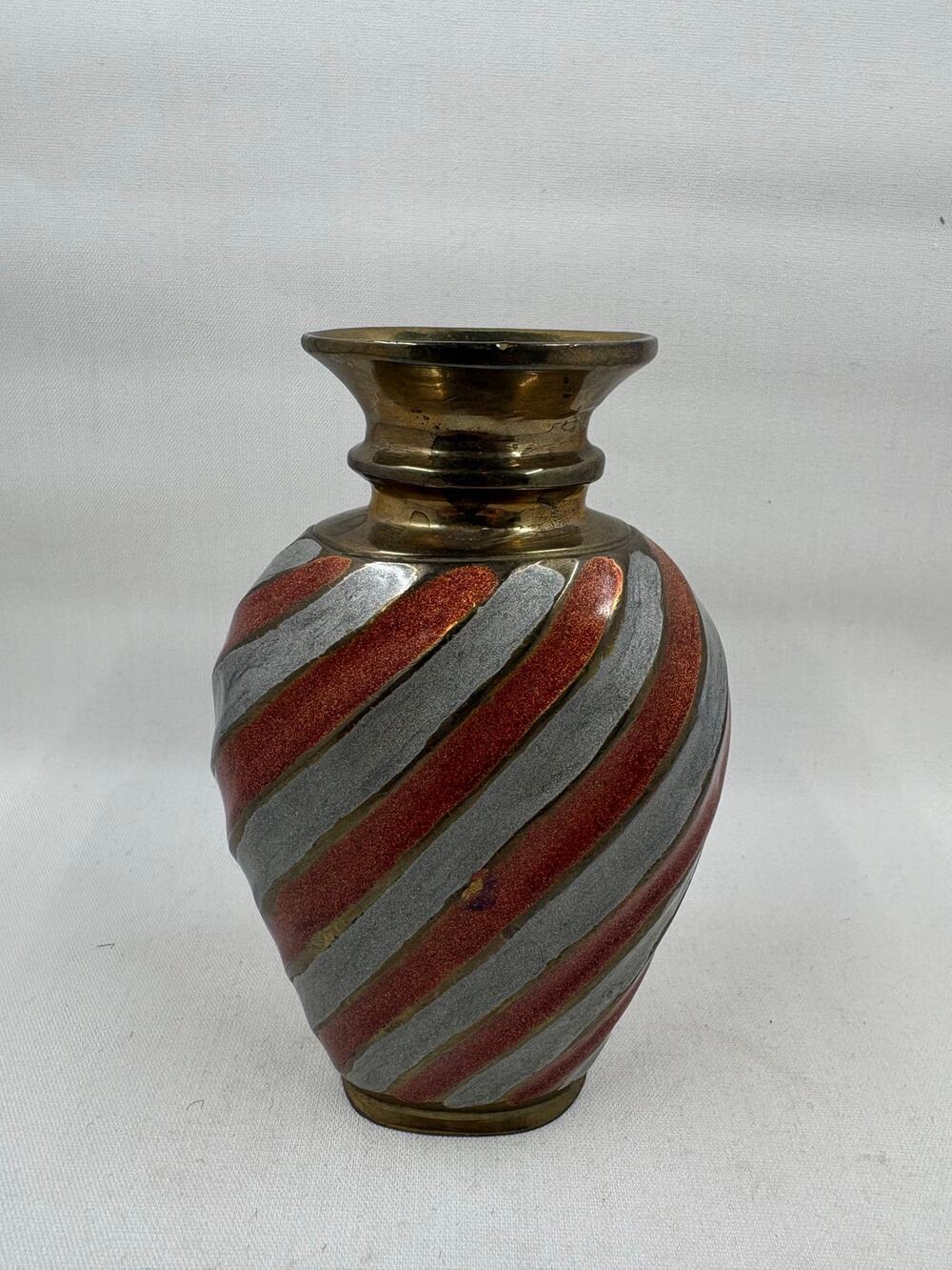 Brass Metal Swirl Small Vase- Made in India